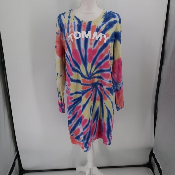 Tommy Hilfiger Long Sleeve Sweatshirt Dress Tie-Dye Size XL NWT - Picture 4 of 7